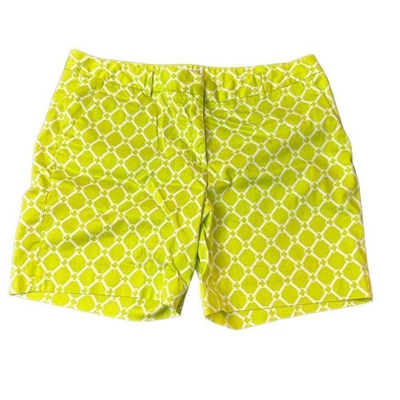 Michael Kors Womens Summer Shorts Geometric Hook Closure Yellow Green Size 8 - Picture 10 of 10